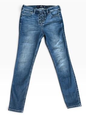 Hollister Lace-Up Skinny Jeans in Denim Blue 26R